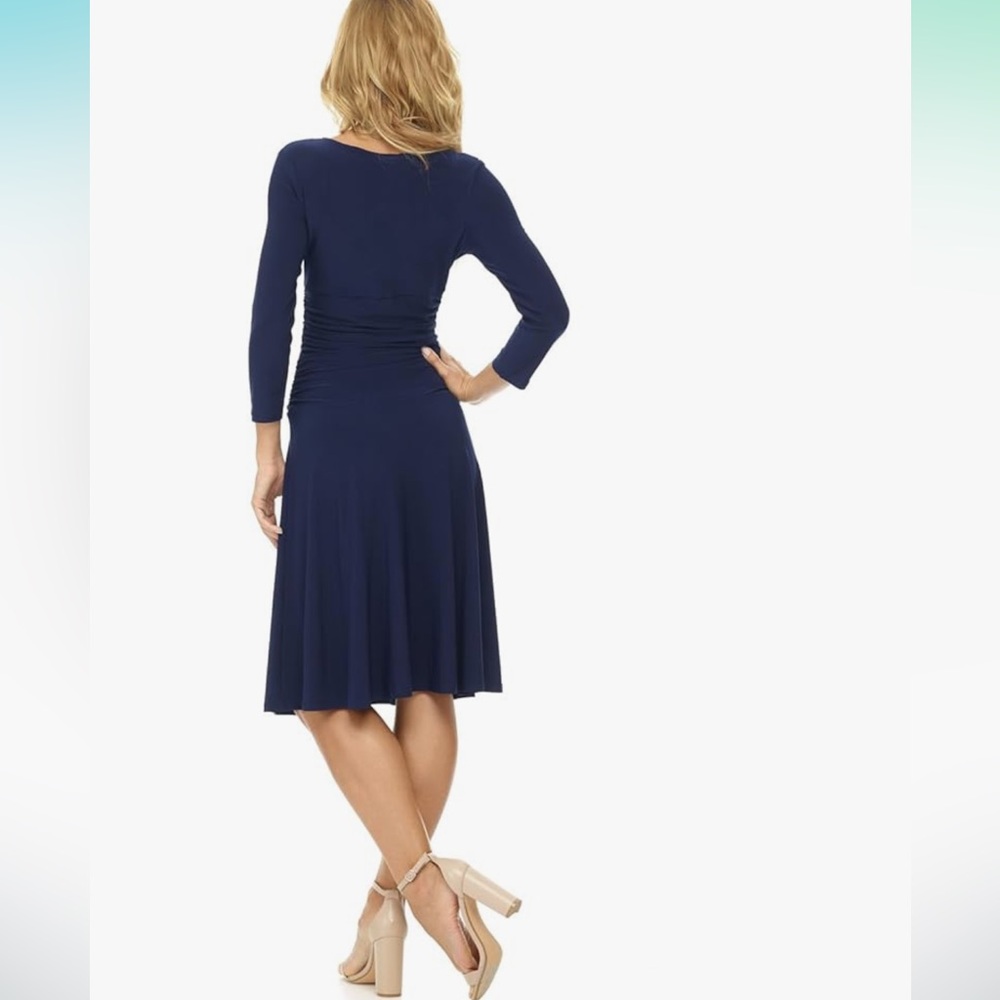 REKUCCI Women's Slimming 3/4 Sleeve Fit-and-Flare Tummy Control Dress SIZE 4 - Picture 2 of 5